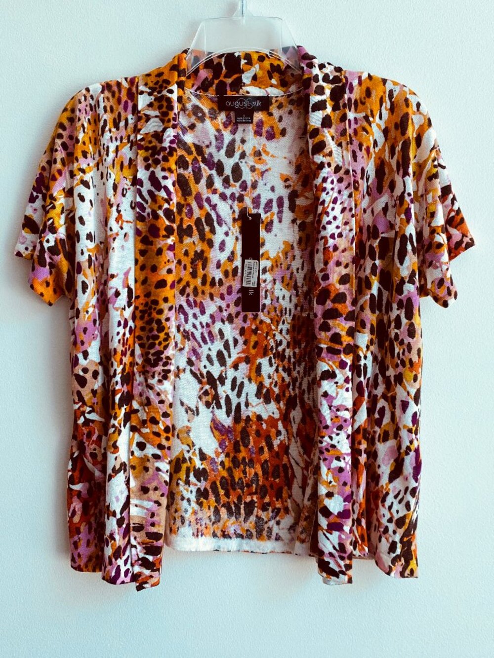 August Silk Open Front Cardigan Size L